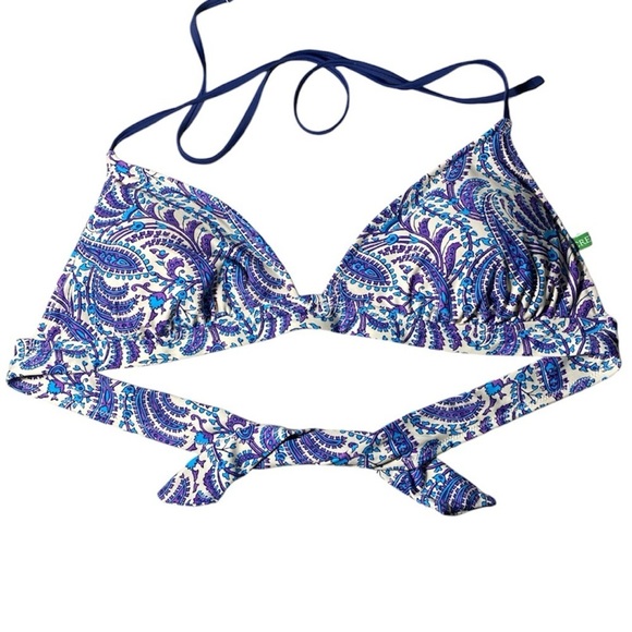 J. Crew, Plunge bikini top in purple paisley, XXL - Picture 1 of 6